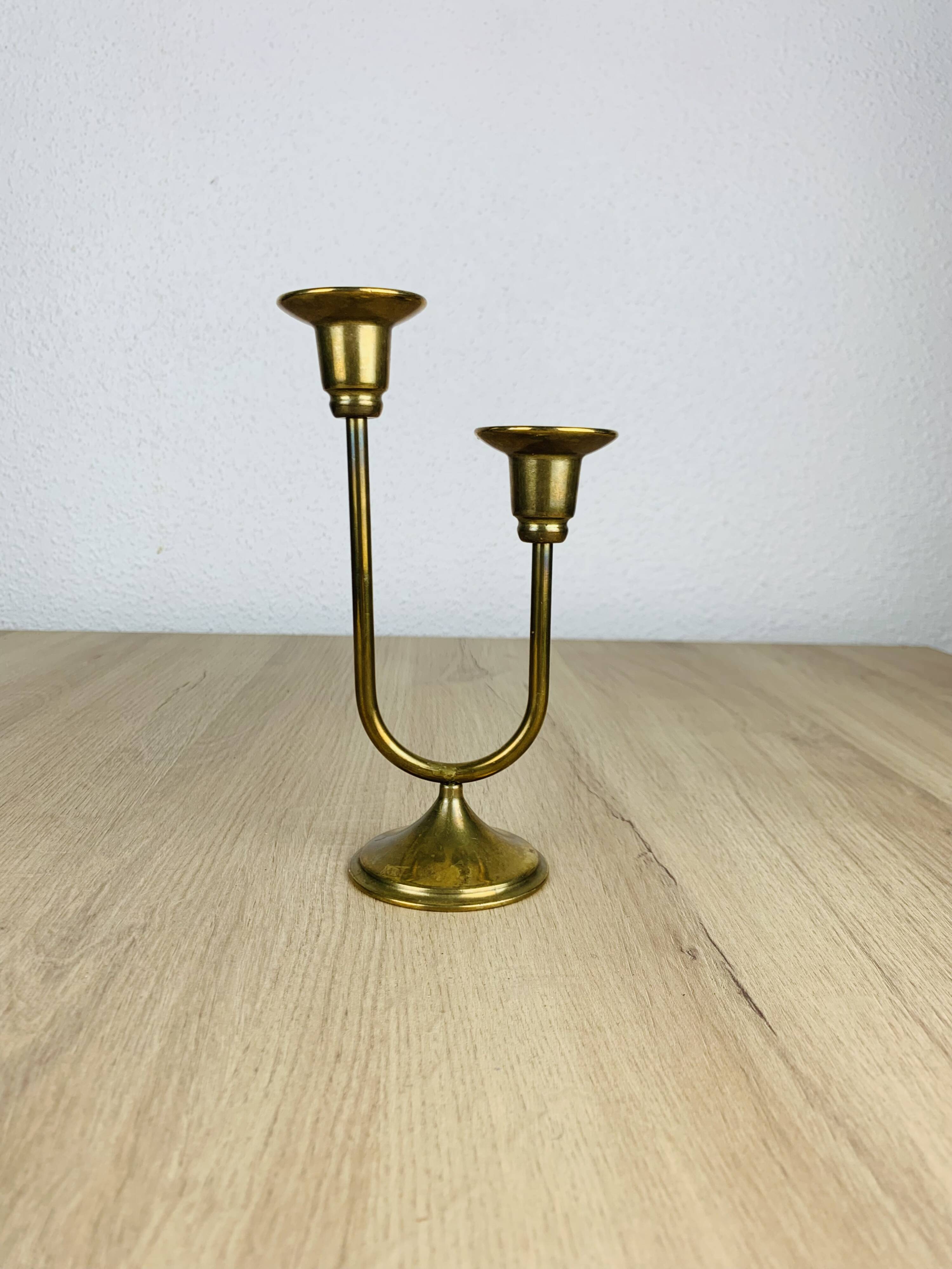 Bougeoir laiton double, vintage
