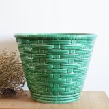 Grand cache pot vert Sarreguemines années 1960