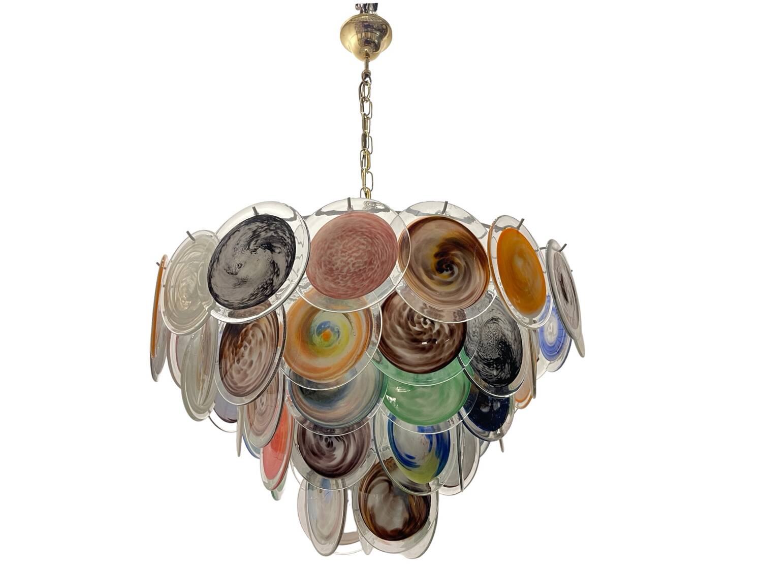 Large Space Age  Murano Glass Disc Chandelier 1970’s