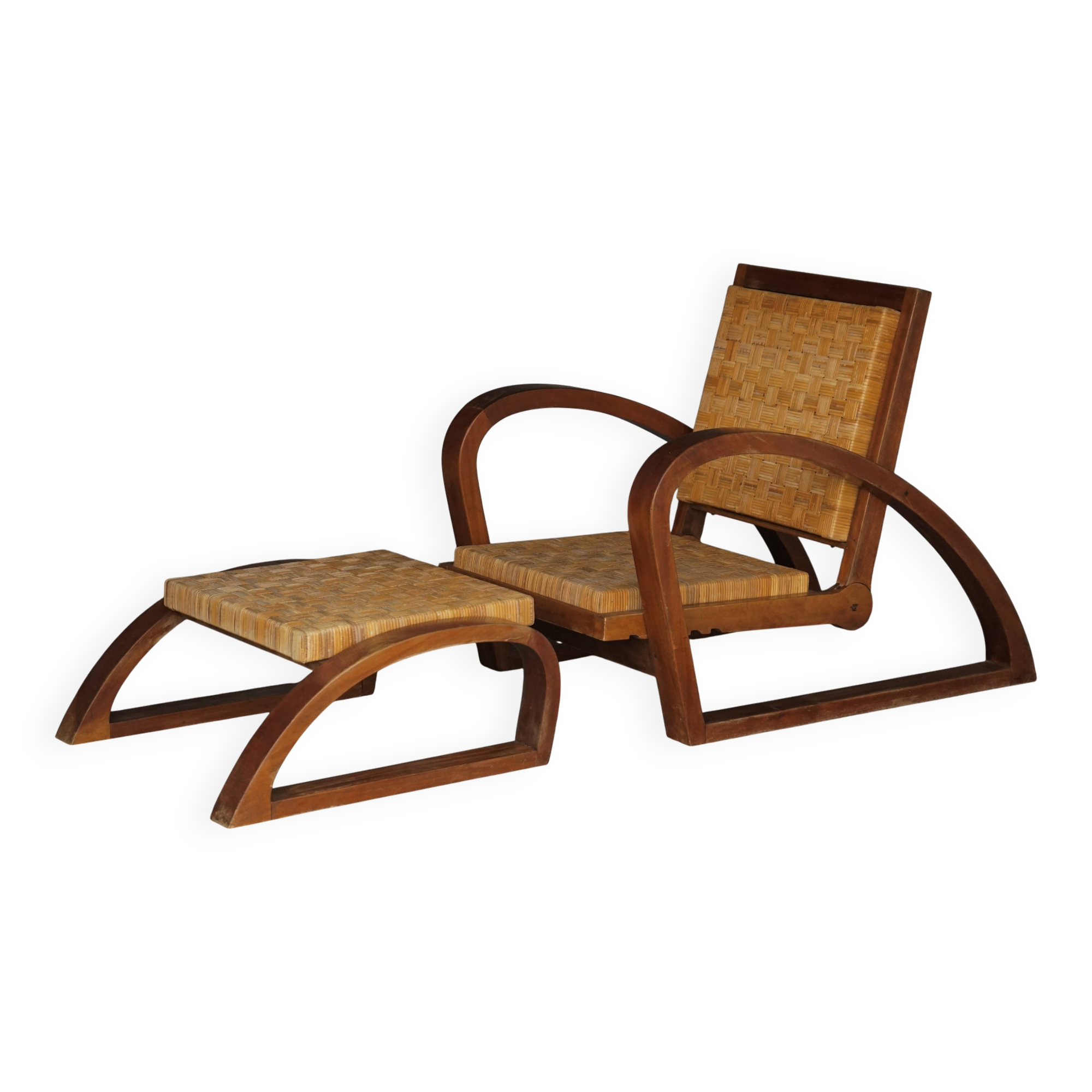 Vintage Lounge Chair and Ottoman by Francis Jourdain, 1920s