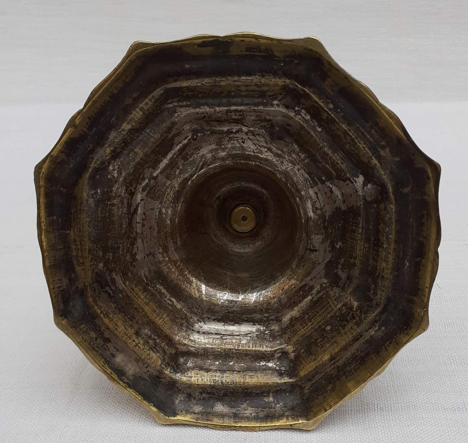 18th century brass engraved candlestick