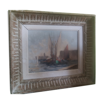 Seascape painting circa 1940 by Claude Marcy