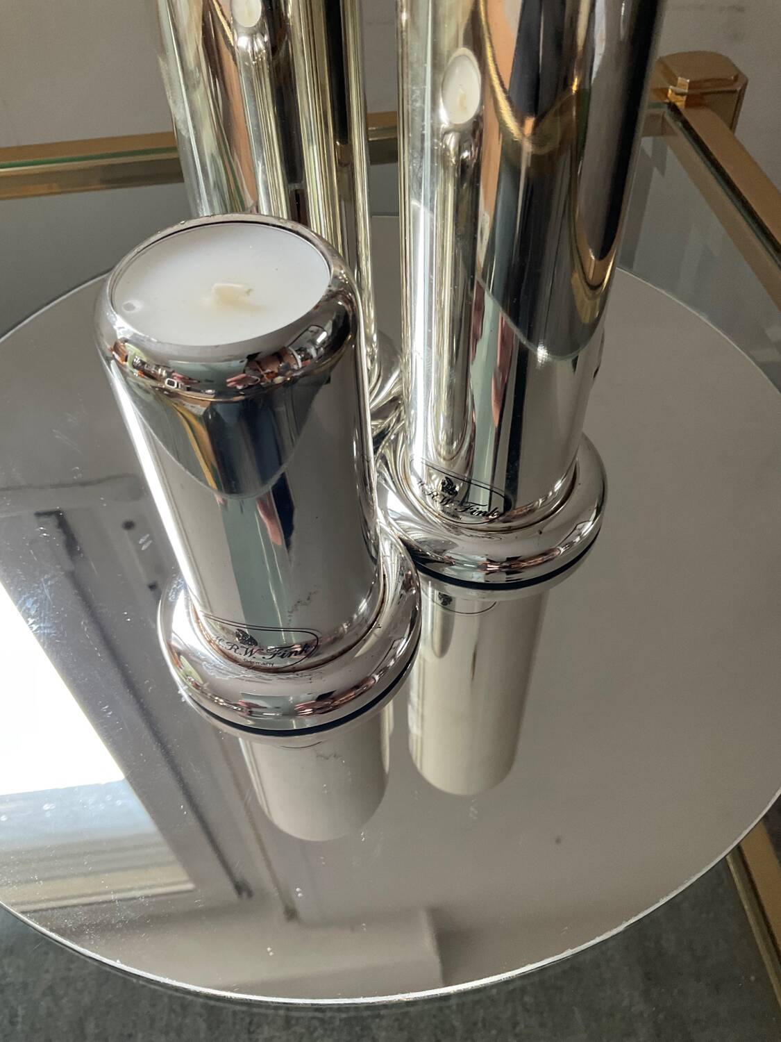 Series 4 HRW Fink Germany candlesticks from the 70s in silver metal