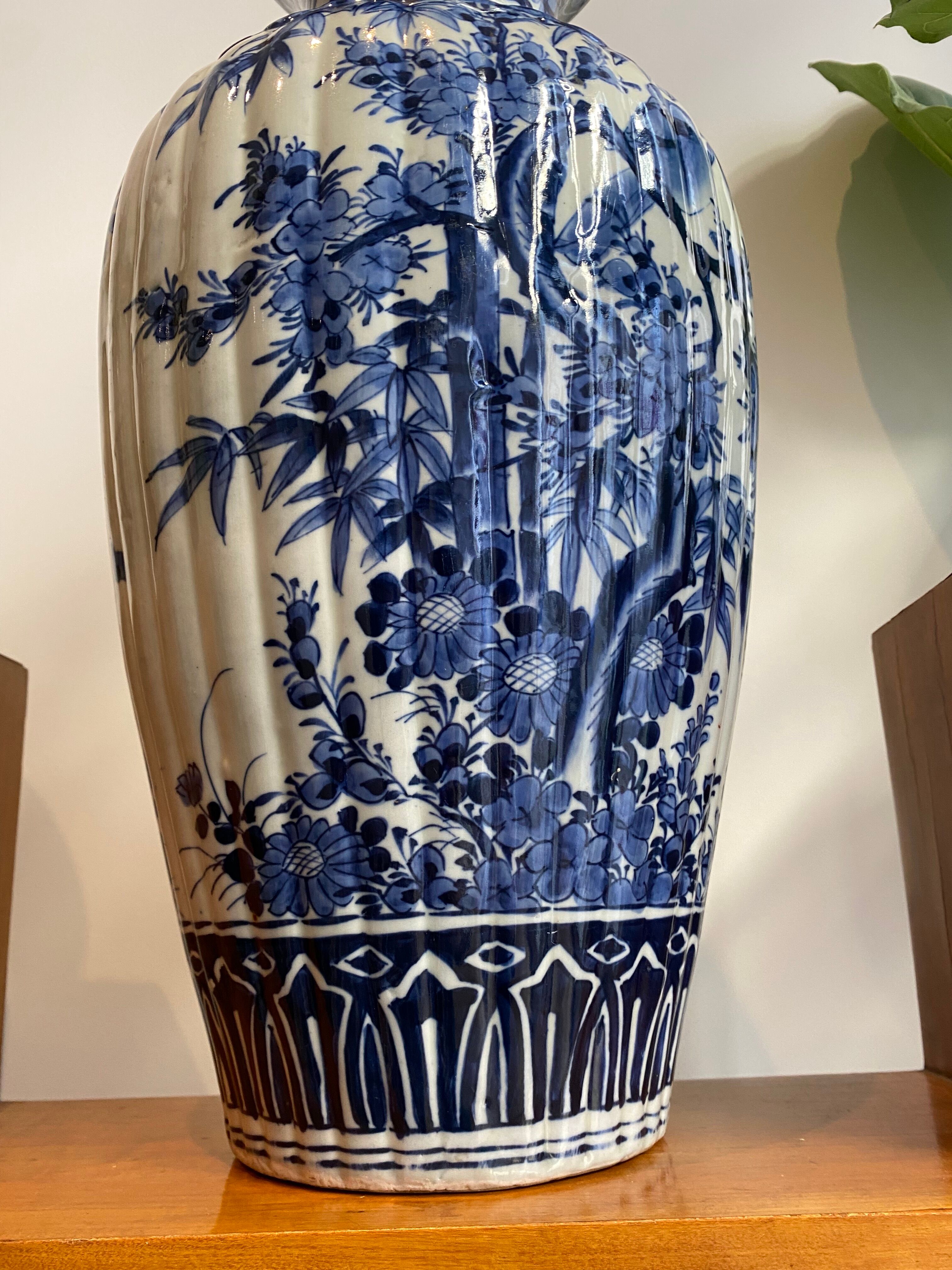 Vase chinois en blanc bleu