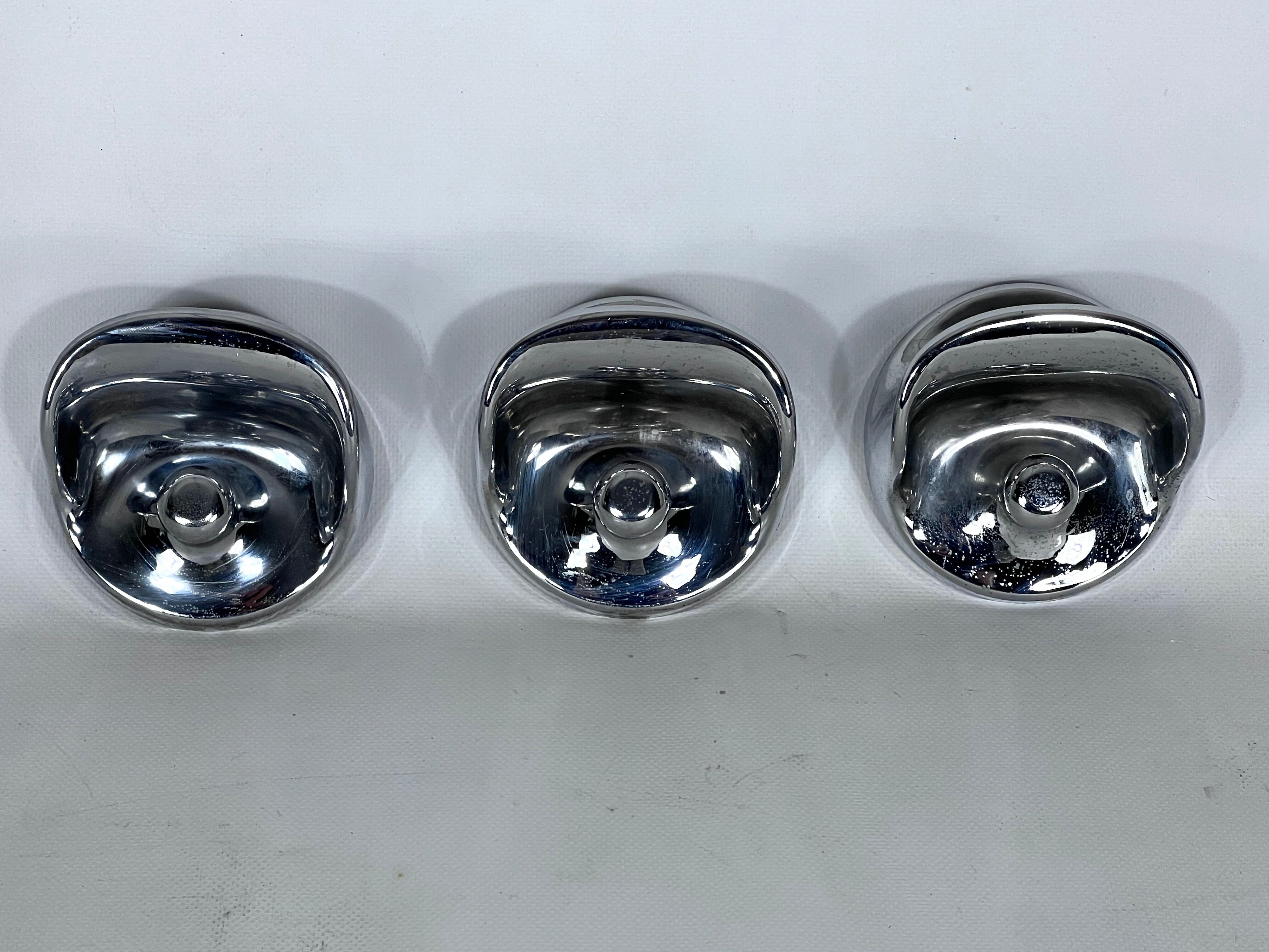 Mid-century modern set of three chrome plastic coat hangers Olaf Bohr 1960s