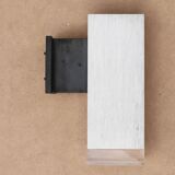 Rectangular outdoor wall light in brushed aluminum and resin