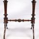 Antique sewing/side table with built-in storage - hand polished mahogany - turned legs - year 1890s