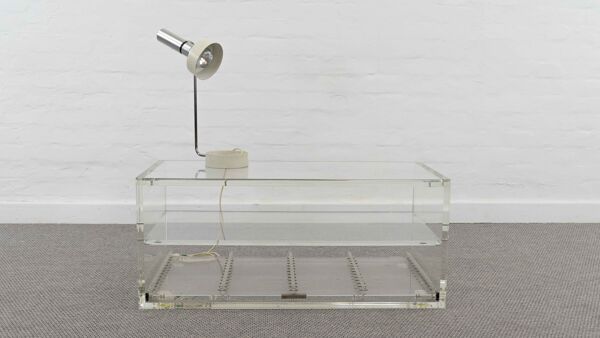Table basse en acrylique avec tiroir, plexiglas lucite