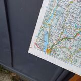 Very large Swiss road map on tole - 126 x 86.5 cm