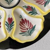 Hand-painted HB Quimper oyster plate