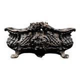Antique black cast iron planter from the late 19th century Rocaille style