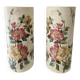 Roller vases in earthenware with floral decoration of wild rose, circa 1930–1950.