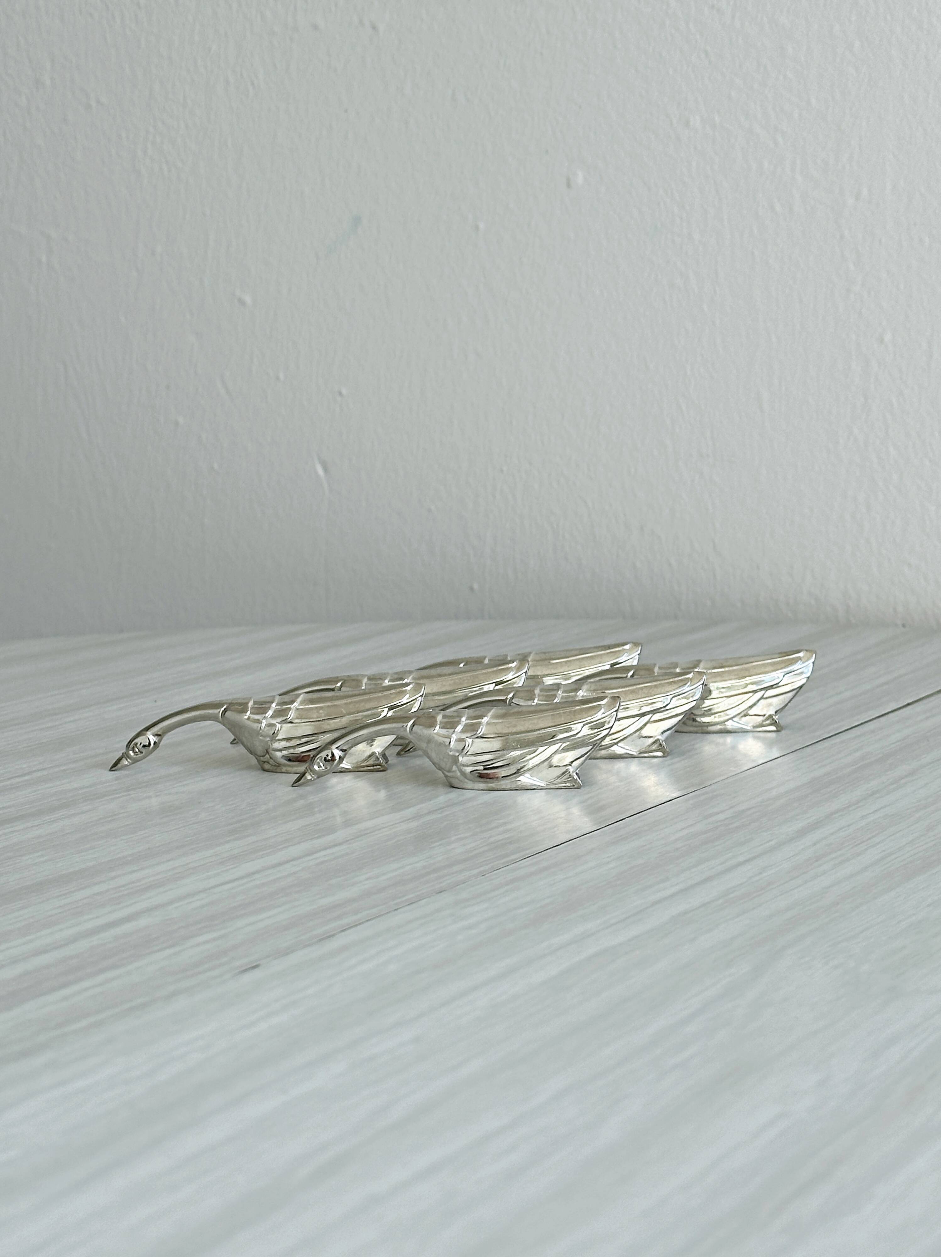 knife holder goose set of 6 metal