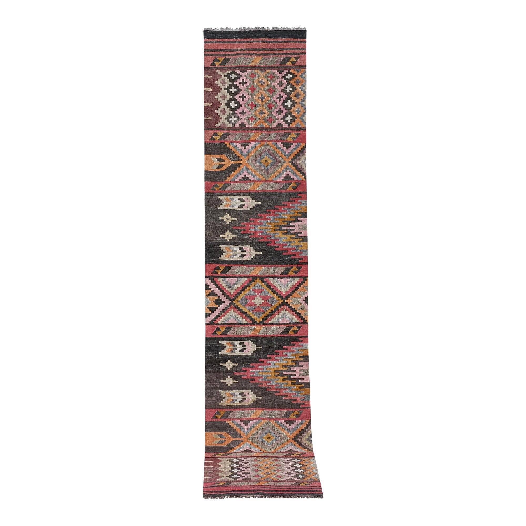 Vintage Turkish hallway rug 77x387 cm