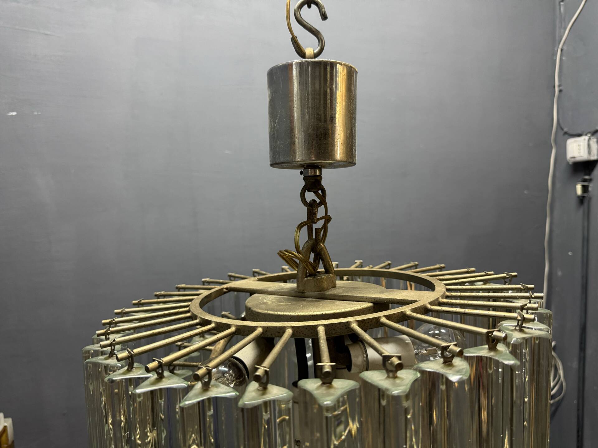 Large Murano Glass Trilobi Chandelier, Italy, 1960s