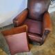 Old studded leather club chair 1930-1930