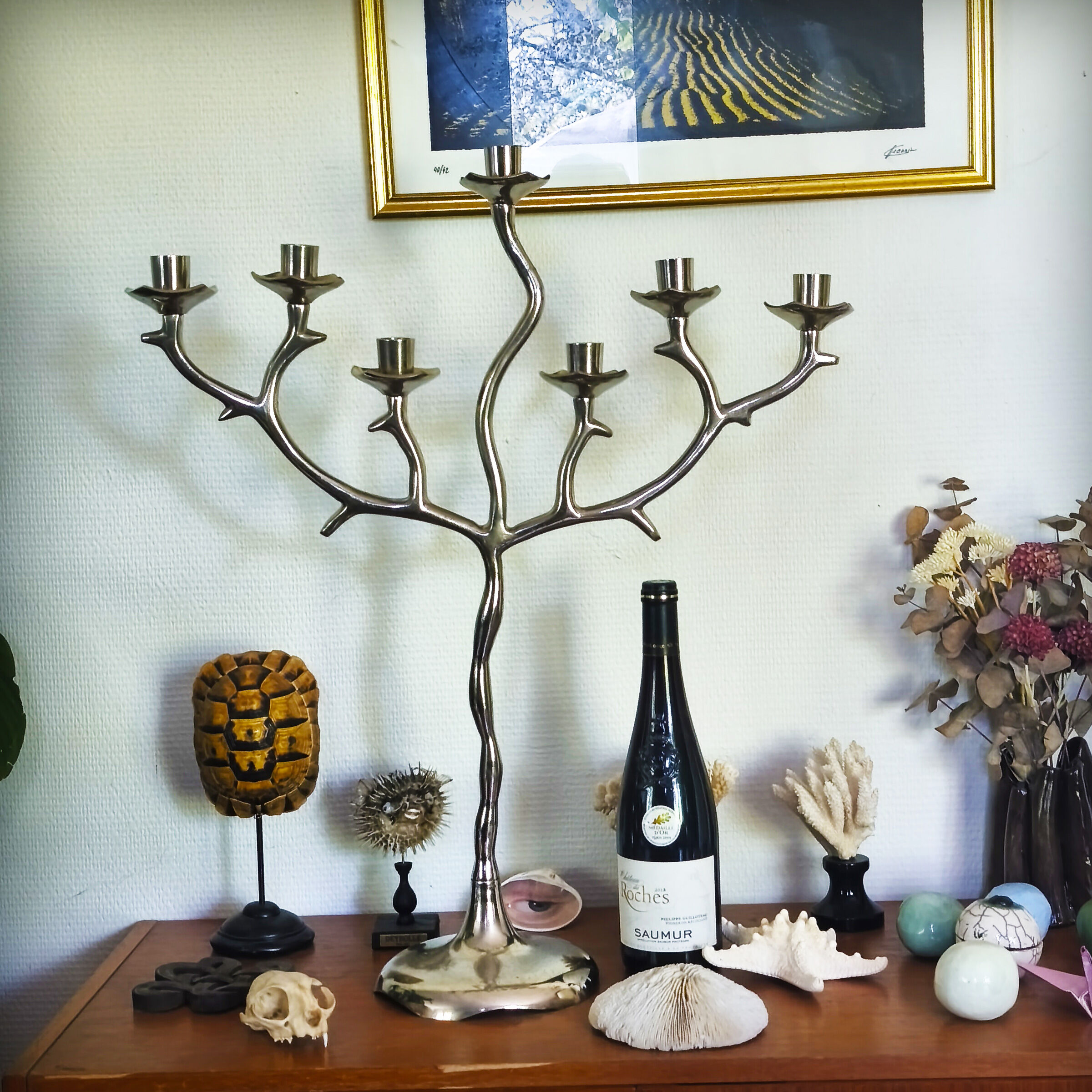 XXL Menorah, aluminium chandelier, 1970s