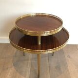 Neoclassical style tripod pedestal in mahogany, brass
