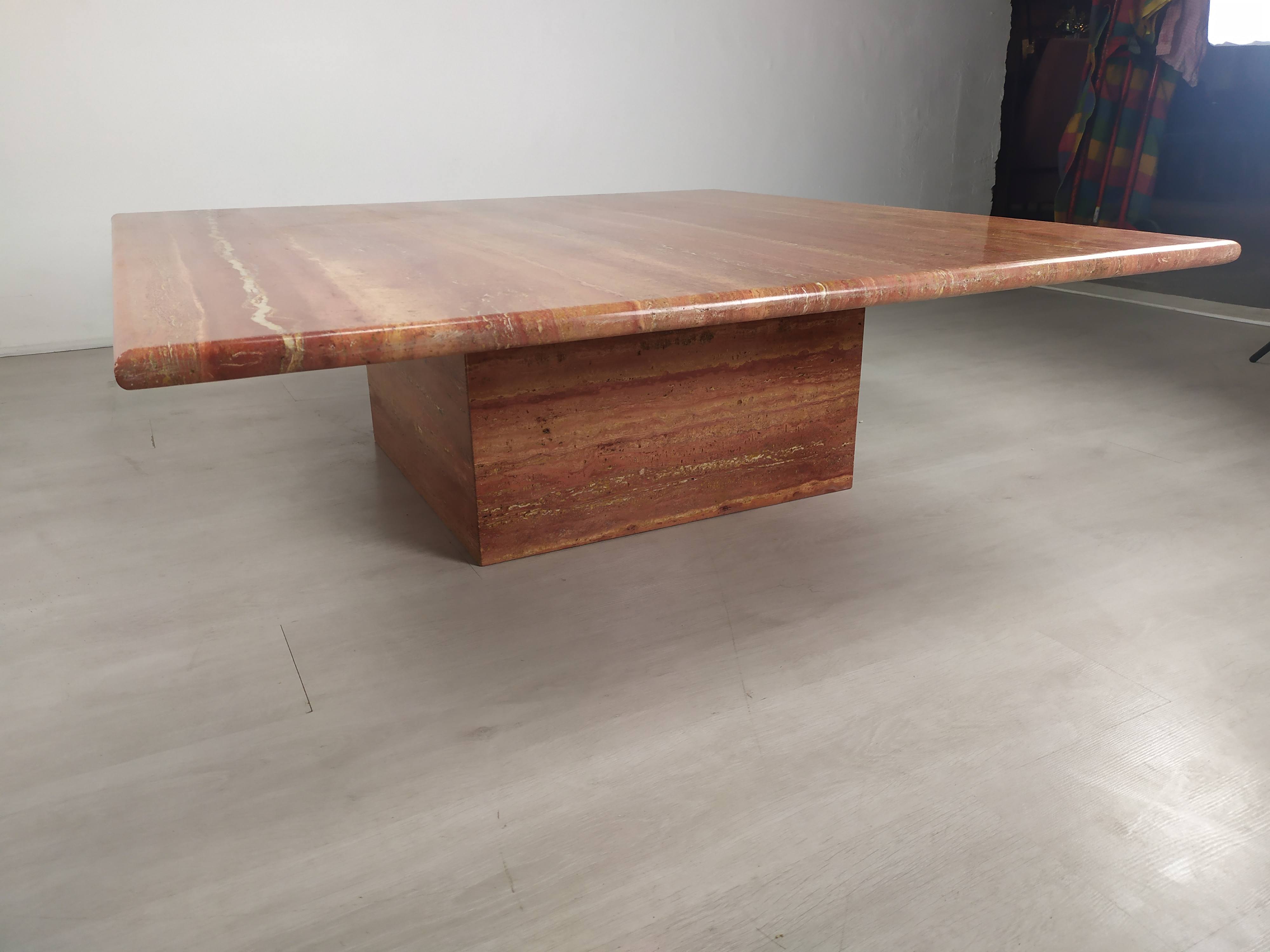 Travertine coffee table red design
