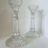 Pair of molded glass candle holders
