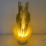 Lampe vintage 1970 Georgia Jacob modèle Corolle jaune flave - 51 cm
