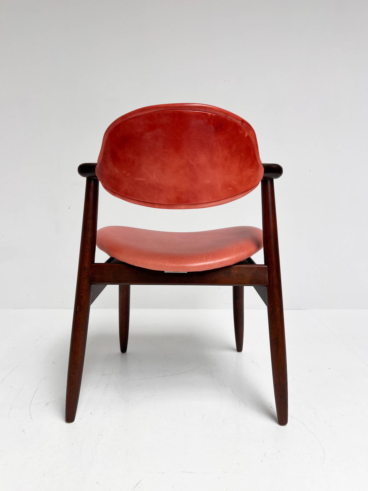 Red colored leather cowhorn chair, 1970s