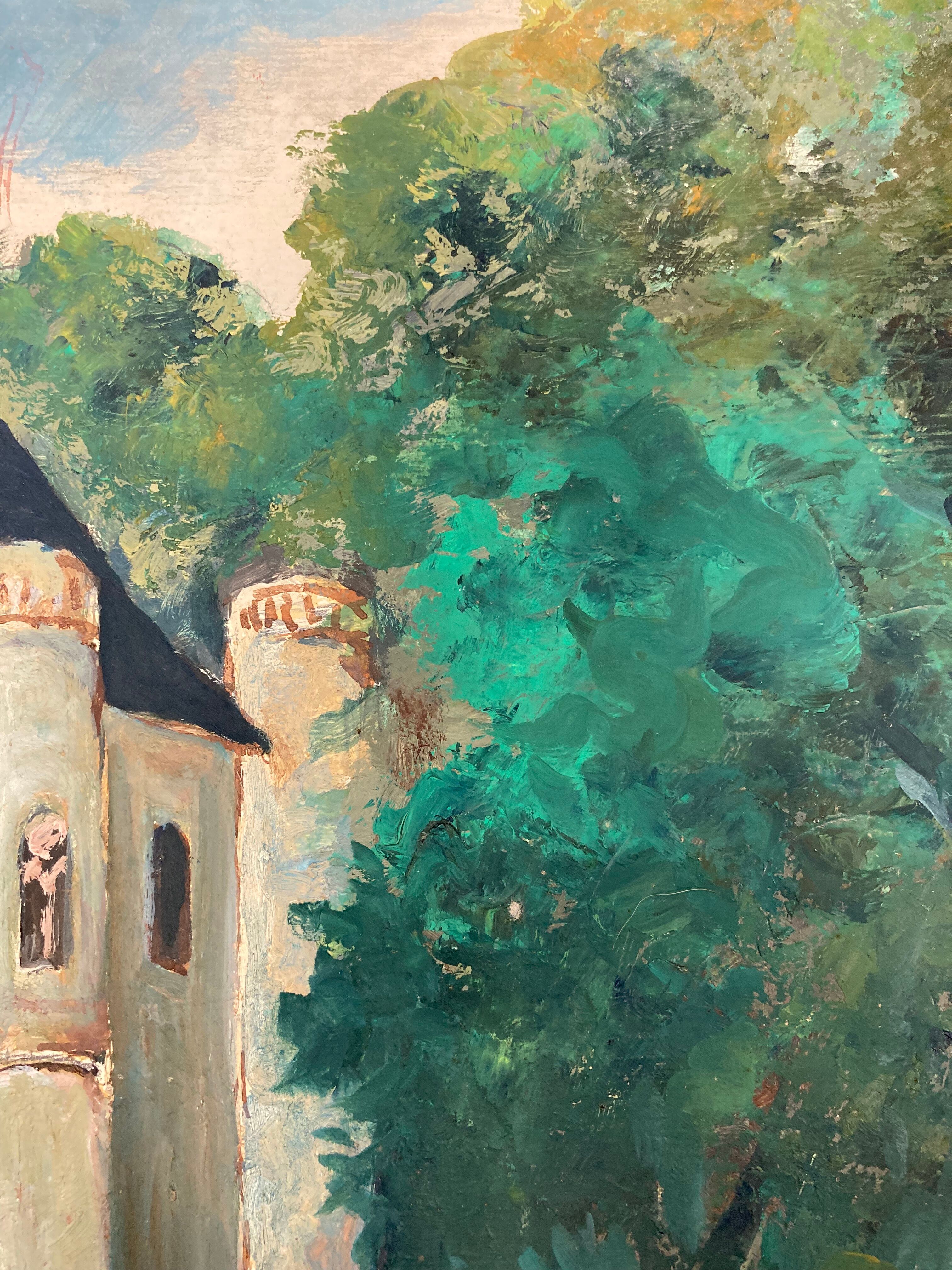 Oil painting on vintage cardboard
