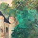 Oil painting on vintage cardboard