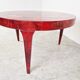 Italian red lacquered Goatskin / Parchment dining table by Aldo Tura, 1960s