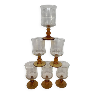 Set of 6 Luminarc white wine glasses, Antique model