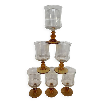 Set of 6 Luminarc white wine glasses, Antique model