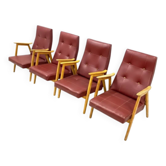 Set of 4 Retro Armchairs, Interior Prague, 1960s, Czechoslovakia