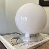 Ceiling light or wall light with white opal glass globe, 15 cm, aluminium rose.