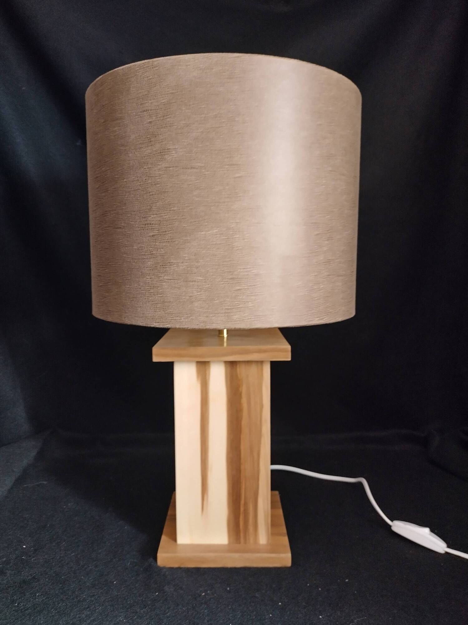 Handcrafted lamp in a contemporary style.