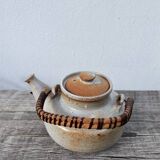 Grand Feu ceramic stoneware and rattan teapot