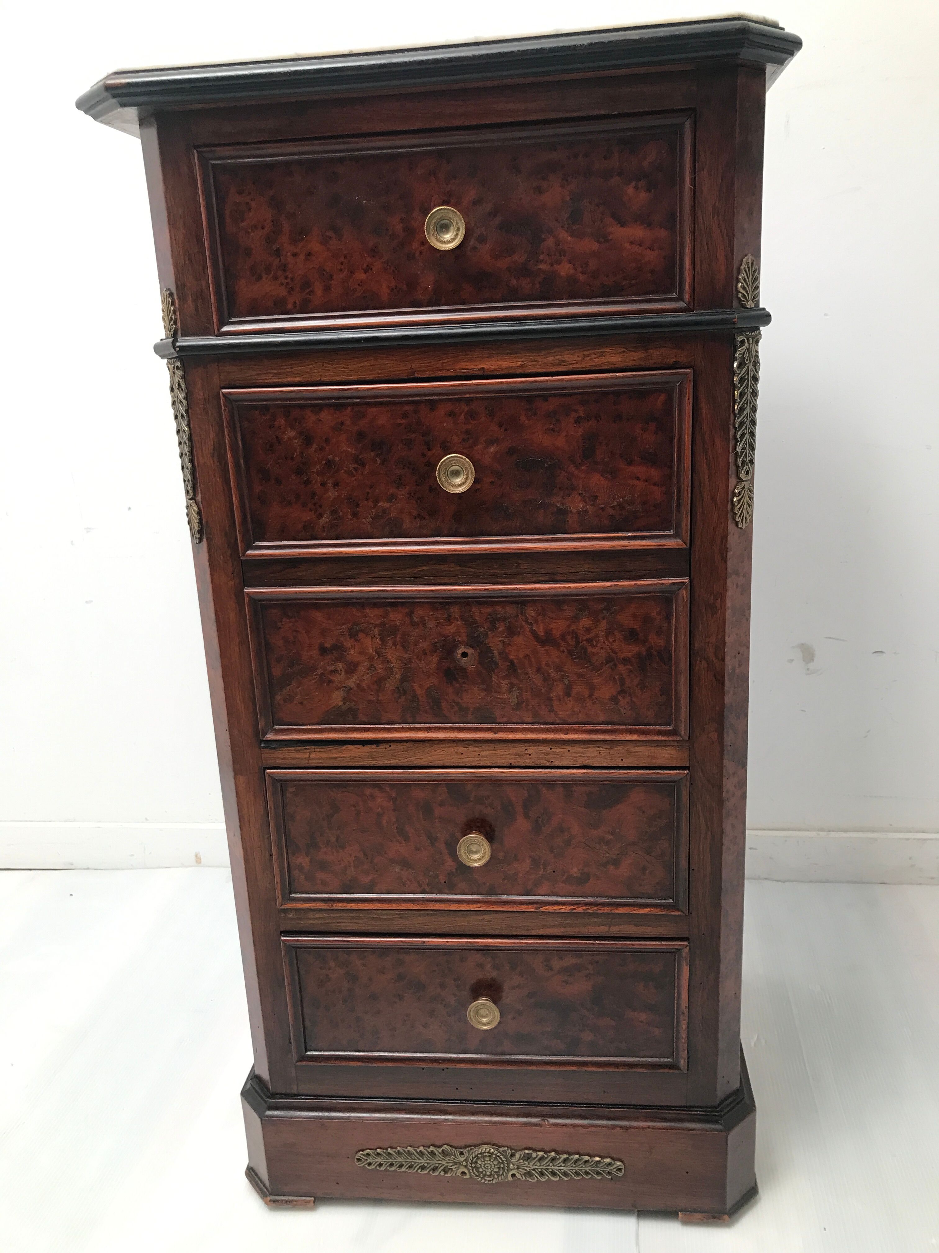 Vintage inlaid drawer cabinet