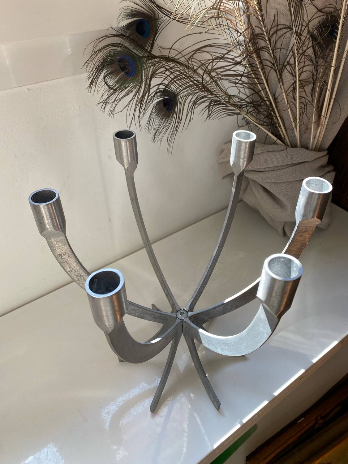 Aluminum candlestick, vintage Ikea, designer Sigga Heimish