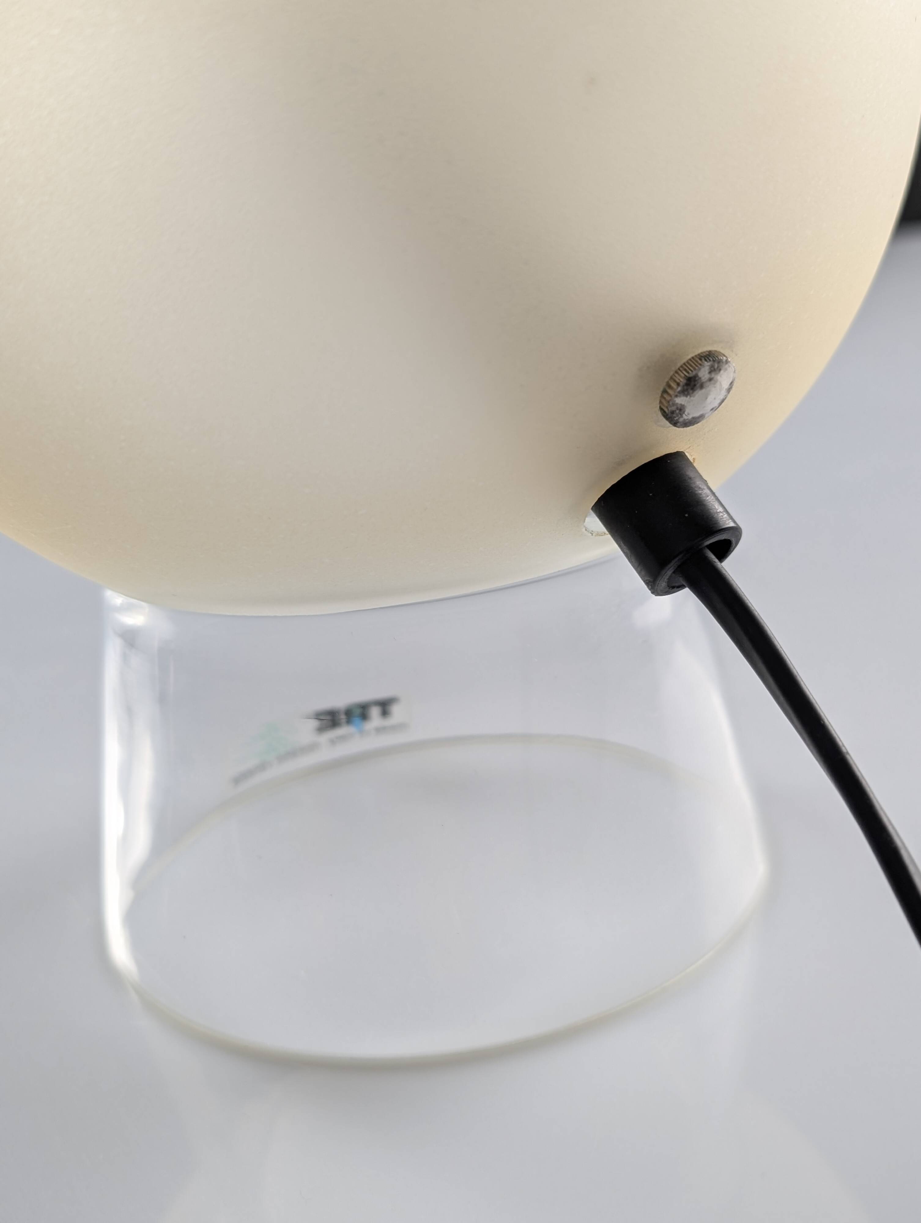 Murano glass table lamp by Itre, cone and satin sphere, Venice 1980s