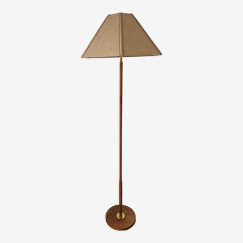 Scandinavian floor lamp 1960, wood and brass