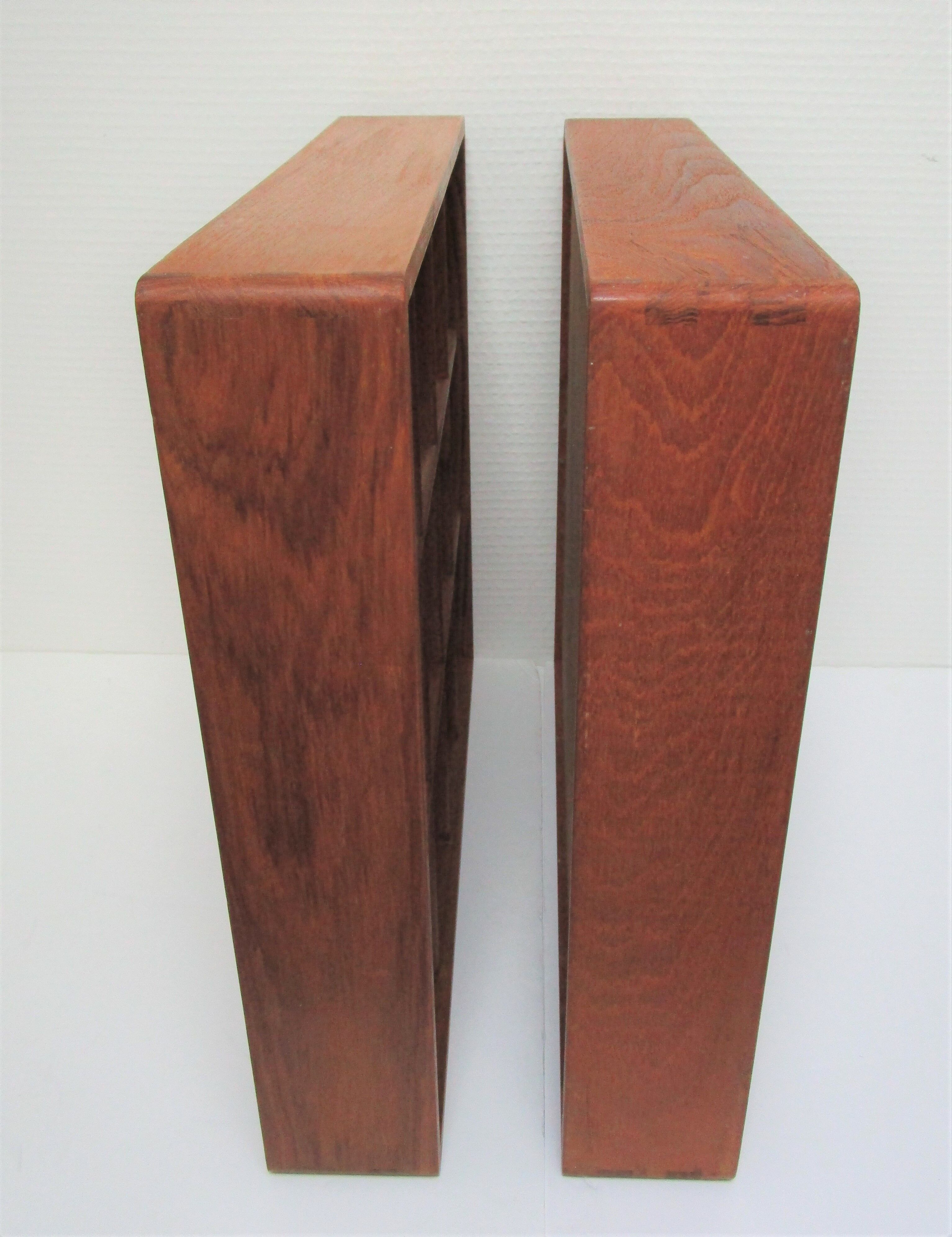 Two wall shelves with vintage solid wood compartments 80s