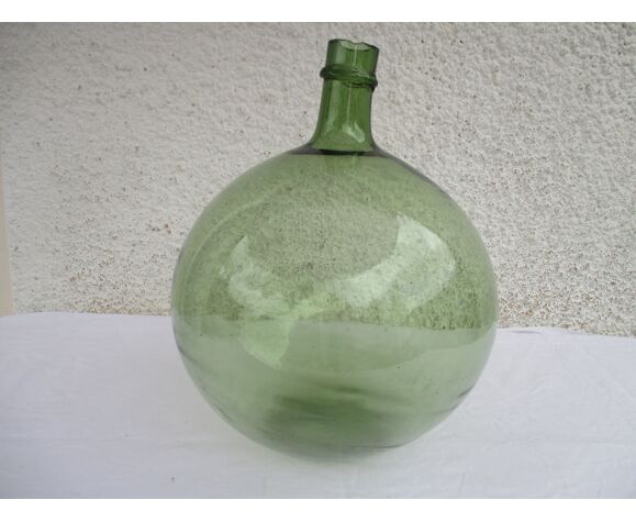 Dame-jeanne en verre soufflé XIX° siècle vert 15 litres