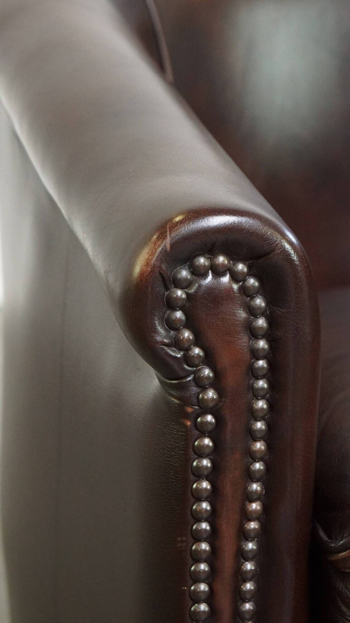 dark cowhide club chair in English style