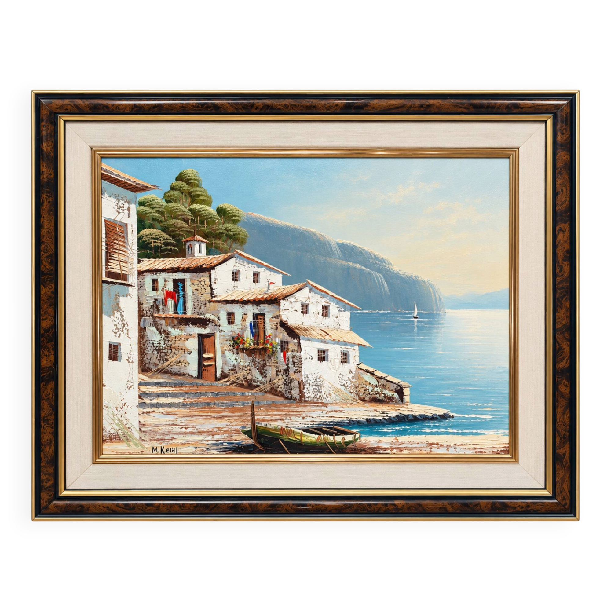 Vintage Mediterranean landscape – oil on canvas with a knife, yes