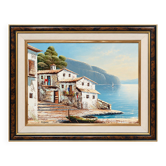 Tableau paysage méditerranéen vintage – huile sur toile au couteau, si