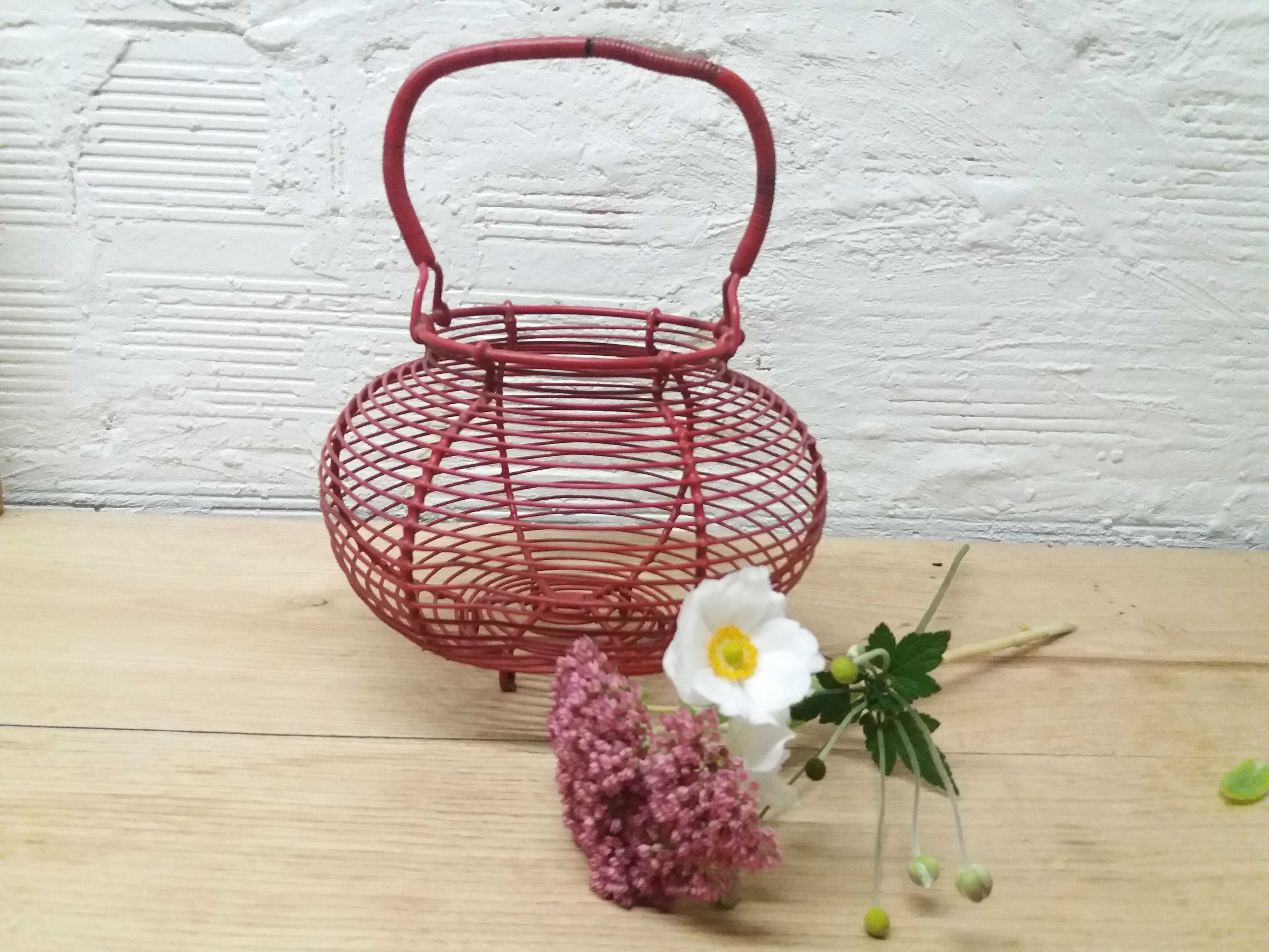 Vintage red egg basket