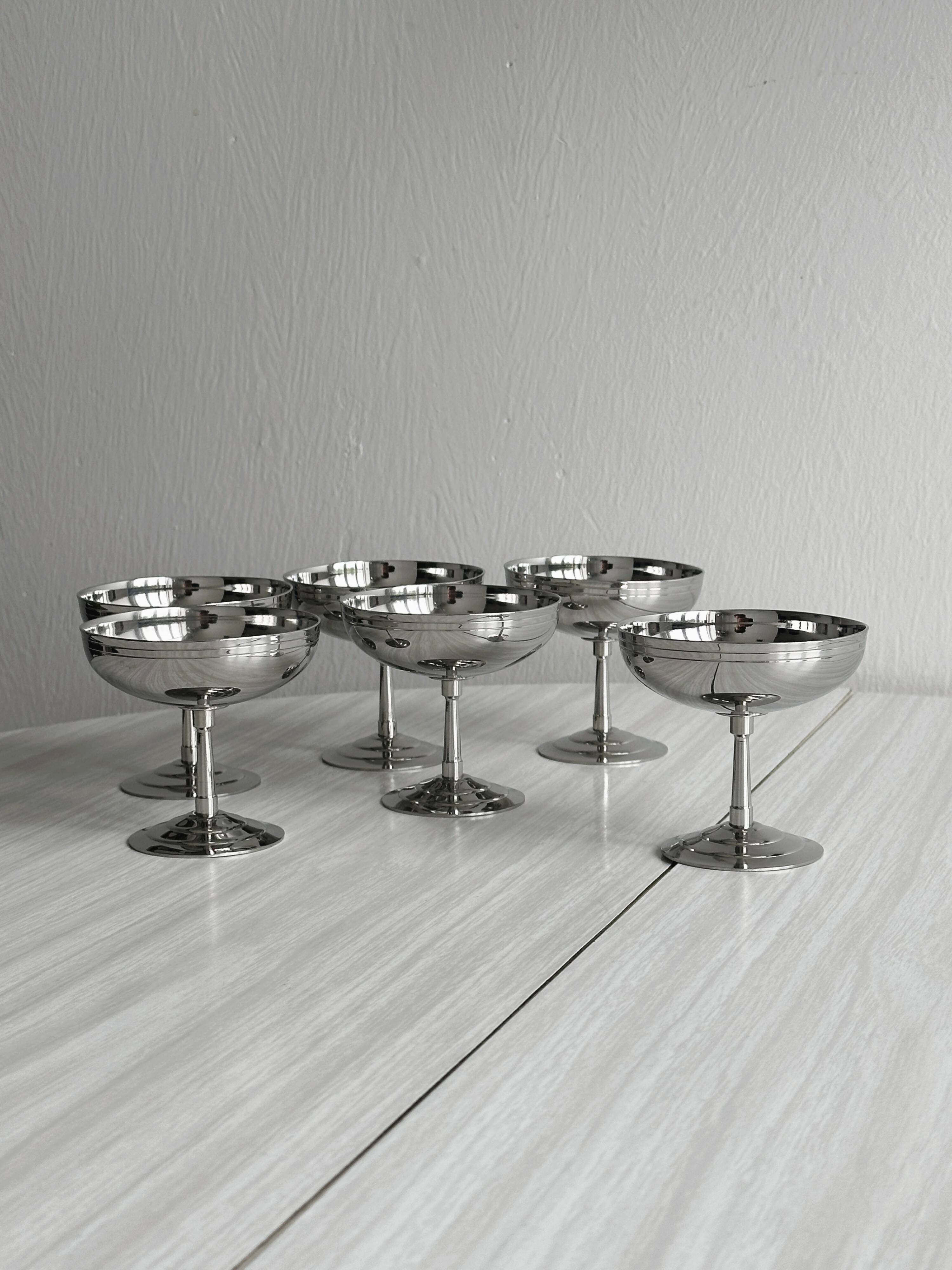6 Letang Remy stainless steel footed bowls