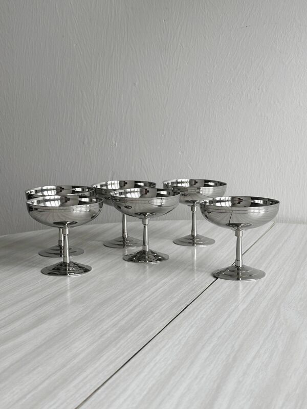 6 coupelles sur pied en inox Letang Remy