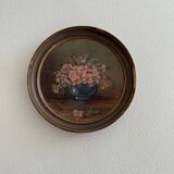Round miniature by G. Grenon, bouquet of flowers, early 20th century