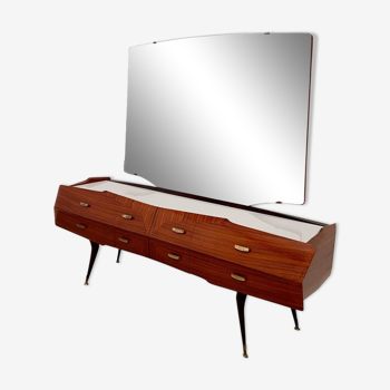 Wooden credenza with mirror Vittorio Dassi Italy 1960