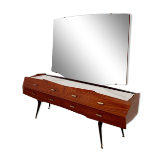 Wooden credenza with mirror Vittorio Dassi Italy 1960